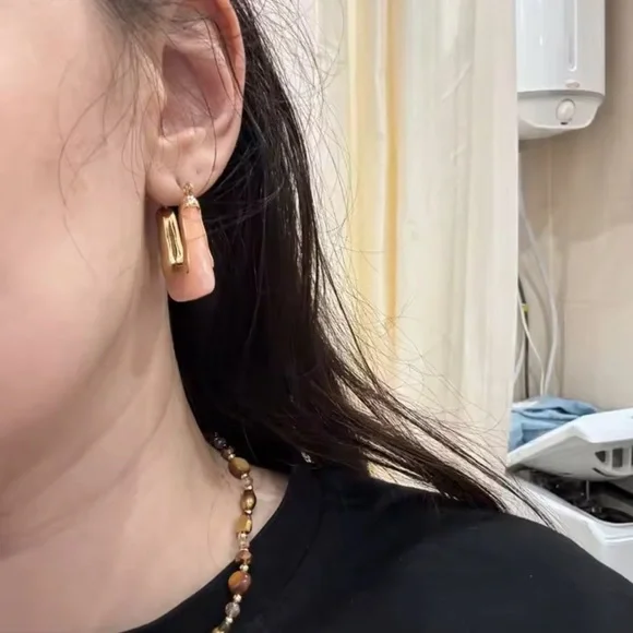 Glossy Pink Hoop Earrings – Everyday Luxury - Picture 3 of 4